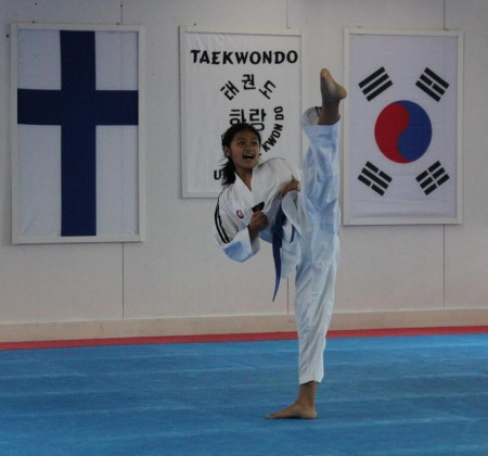 Training dollyo chagi.